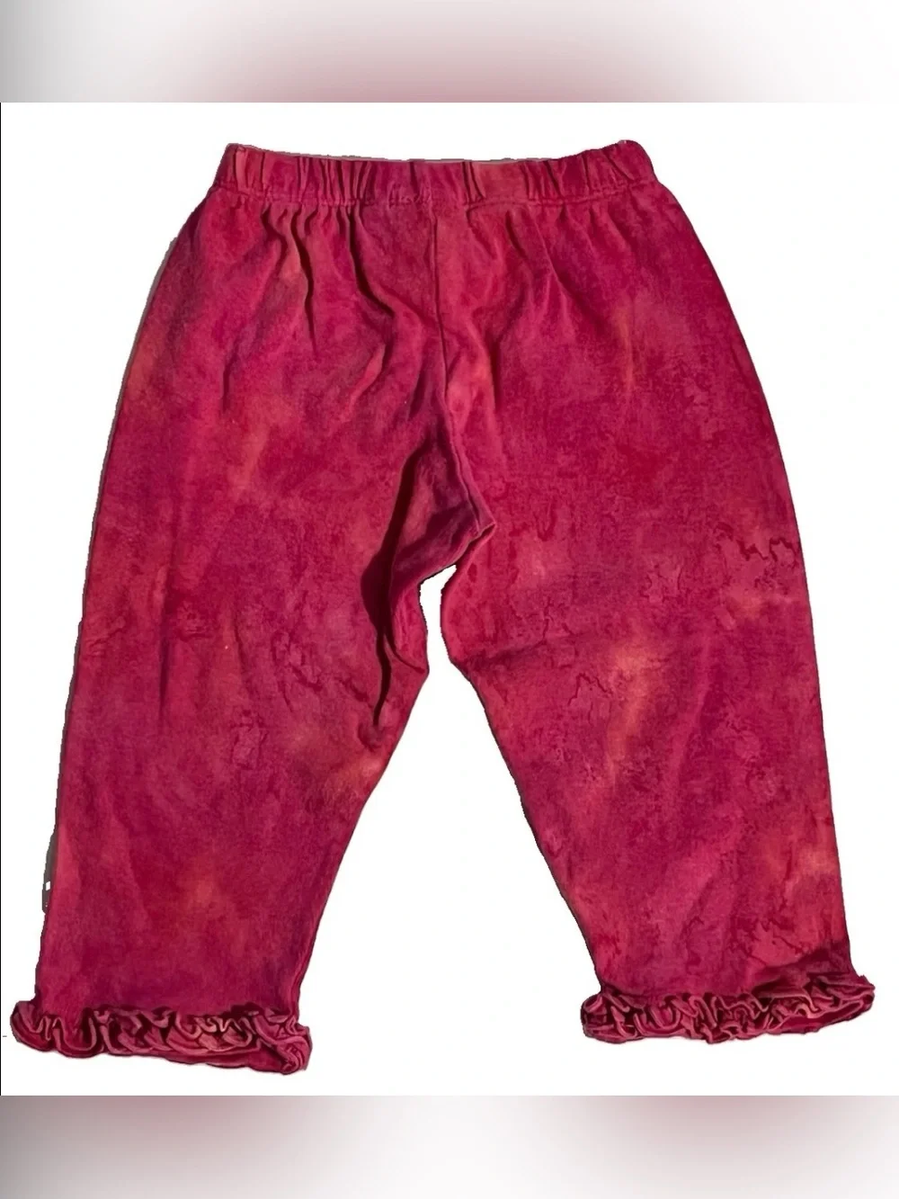 Vintage Stamp pink tie-dye baby dress & ruffle velour style pants set, 24 MO